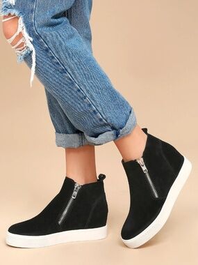 Steve Madden Women's Caliber High Top Suede Black Sneakers, Size 6